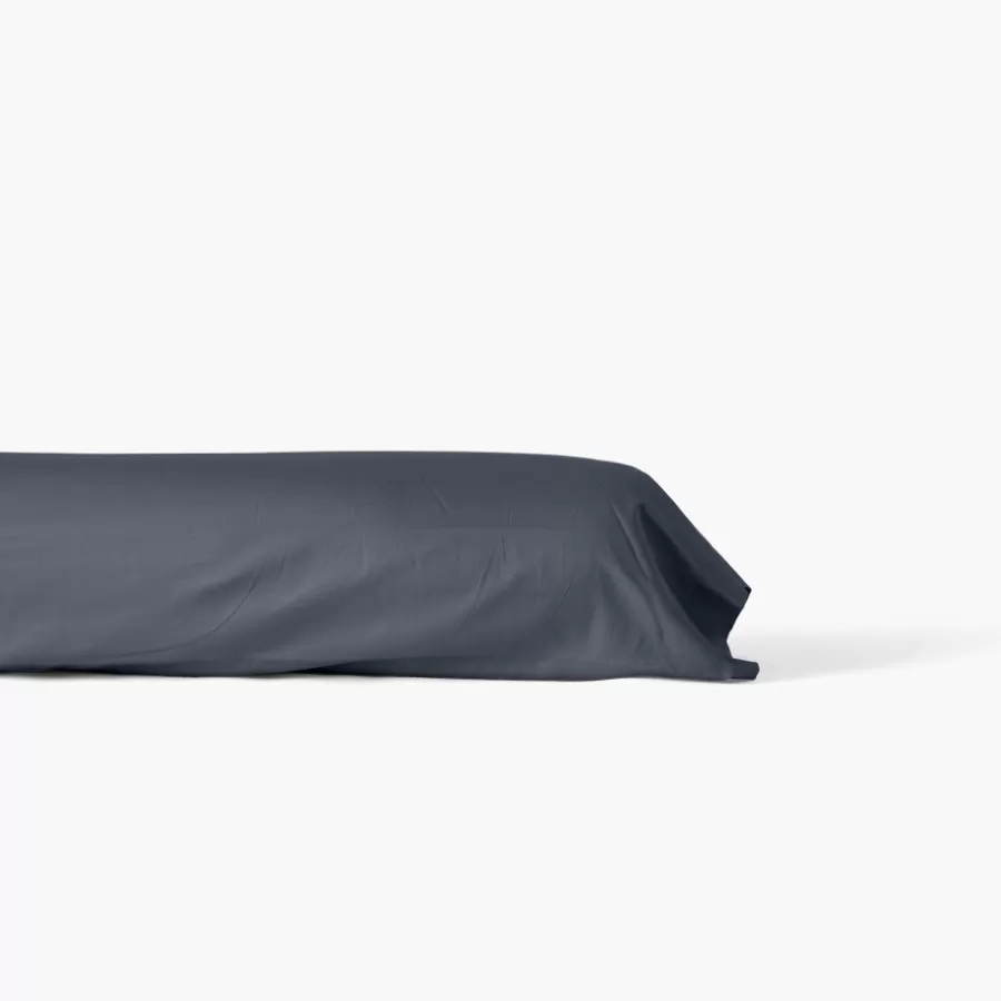 Carré Blanc Taies De Traversin | Taie de traversin satin de coton unie Prestige bleu nuit