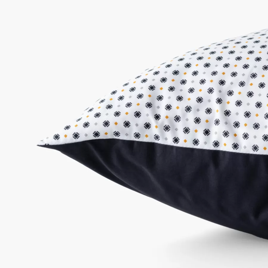 Carré Blanc Taies D’oreiller | Taie d'oreiller carrée percale de coton Neo anthracite géométrique