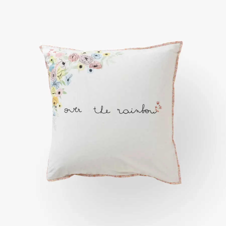 Carré Blanc Linge De Litbio | Taies D'oreiller | Taie d'oreiller carrée pur coton bio Rêve d'or