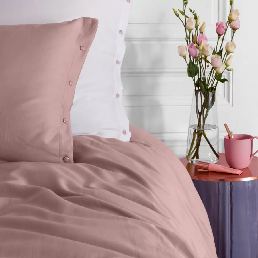 Carré Blanc Taies D’oreiller | Taie d'oreiller carrée satin de coton lavé bio Quartz blush