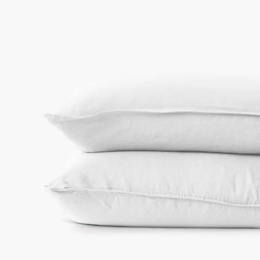 Carré Blanc Taies D’oreiller | Taie d'oreiller rectangulaire lin et coton lavé Songe blanc