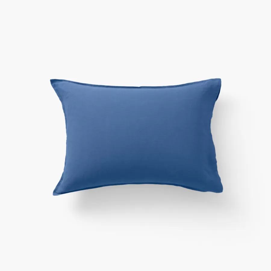 Carré Blanc Taies D’oreiller | Taie d'oreiller rectangulaire lin et coton lavé Songe bleu de chine
