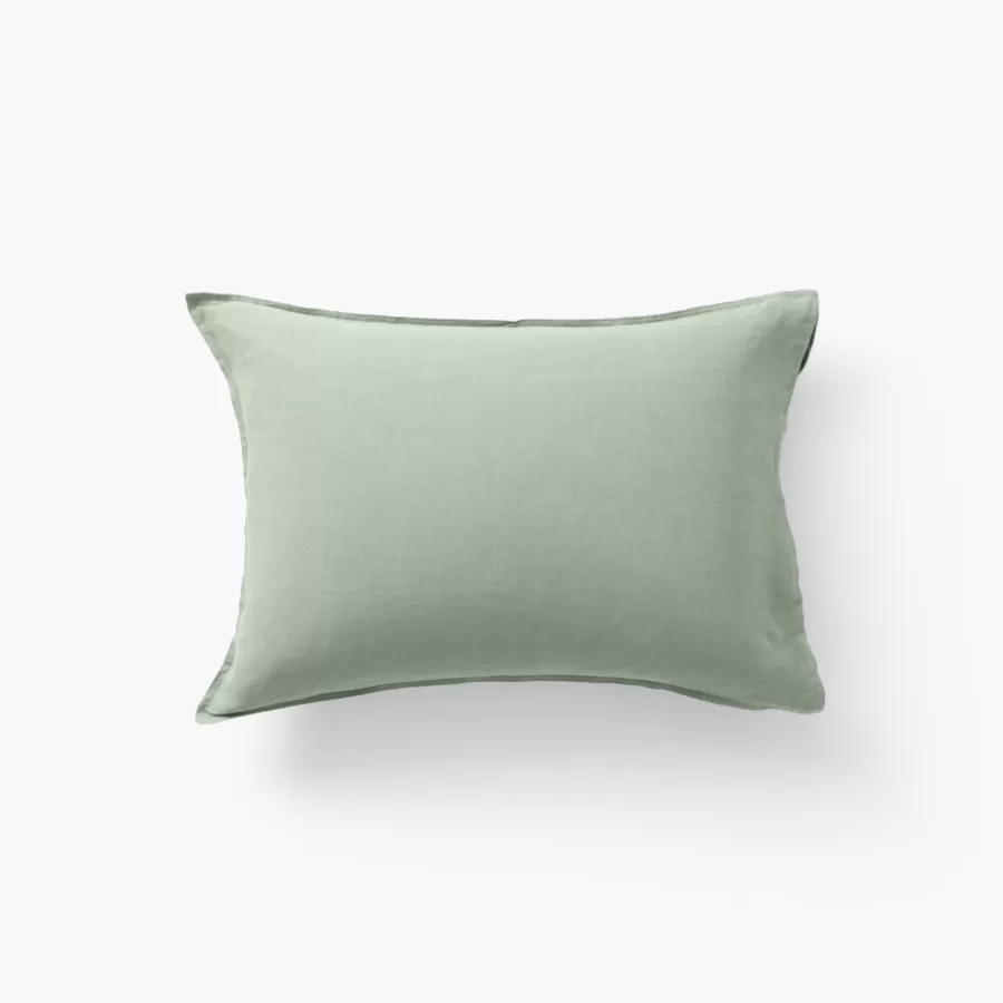 Carré Blanc Taies D’oreiller | Taie d'oreiller rectangulaire lin et coton lavé Songe Eucalyptus
