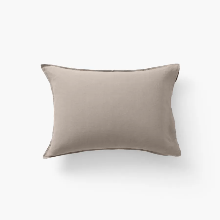 Carré Blanc Taies D’oreiller | Taie d'oreiller rectangulaire lin et coton lavé Songe grège
