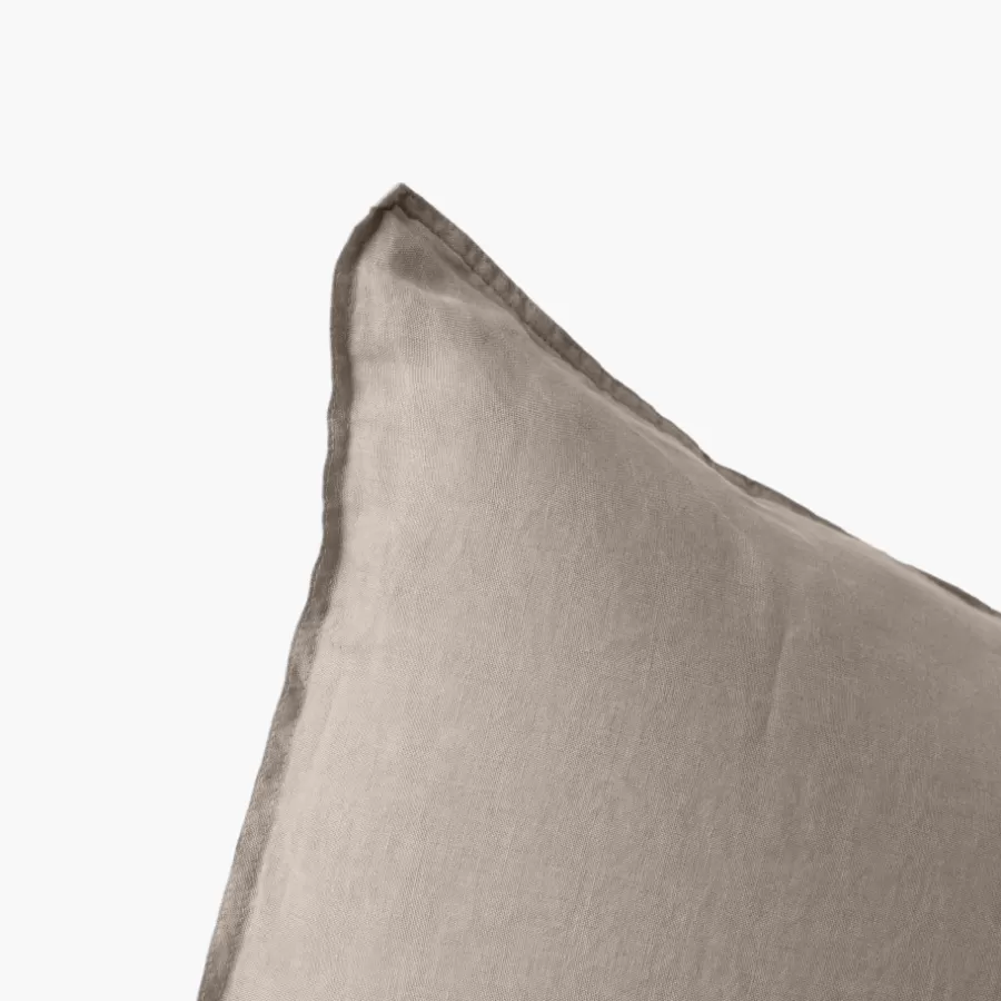 Carré Blanc Taies D’oreiller | Taie d'oreiller rectangulaire lin et coton lavé Songe grège