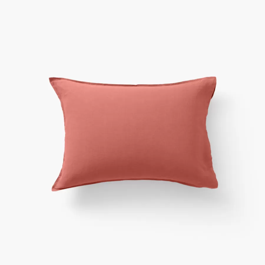 Carré Blanc Taies D’oreiller | Taie d'oreiller rectangulaire lin et coton lavé Songe terre cuite