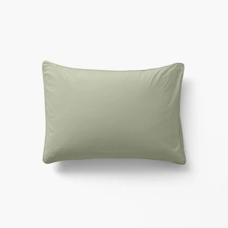 Carré Blanc Taies D’oreiller | Taie d'oreiller rectangulaire pur coton lavé biologique Souffle sauge