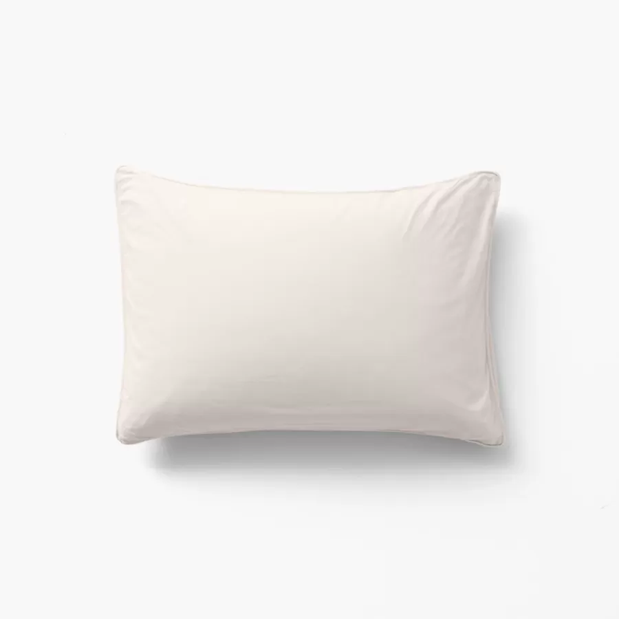 Carré Blanc Taies D’oreiller | Taie d'oreiller rectangulaire pur coton lavé biologique Souffle vanille