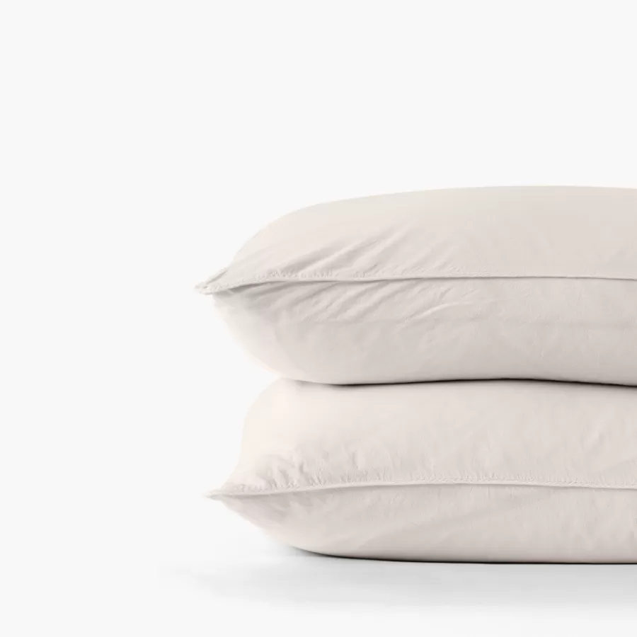 Carré Blanc Taies D’oreiller | Taie d'oreiller rectangulaire pur coton lavé biologique Souffle vanille