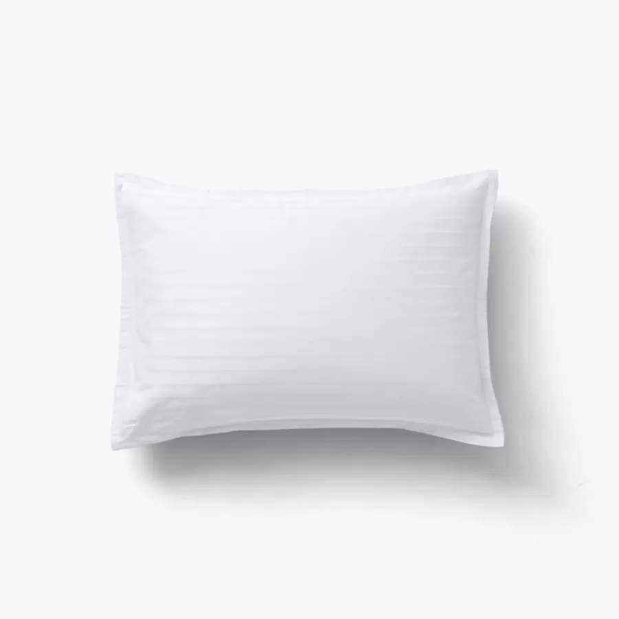 Carré Blanc Taies D’oreiller | Taie d'oreiller rectangulaire satin de coton jacquard pois et rayures Prestige blanc
