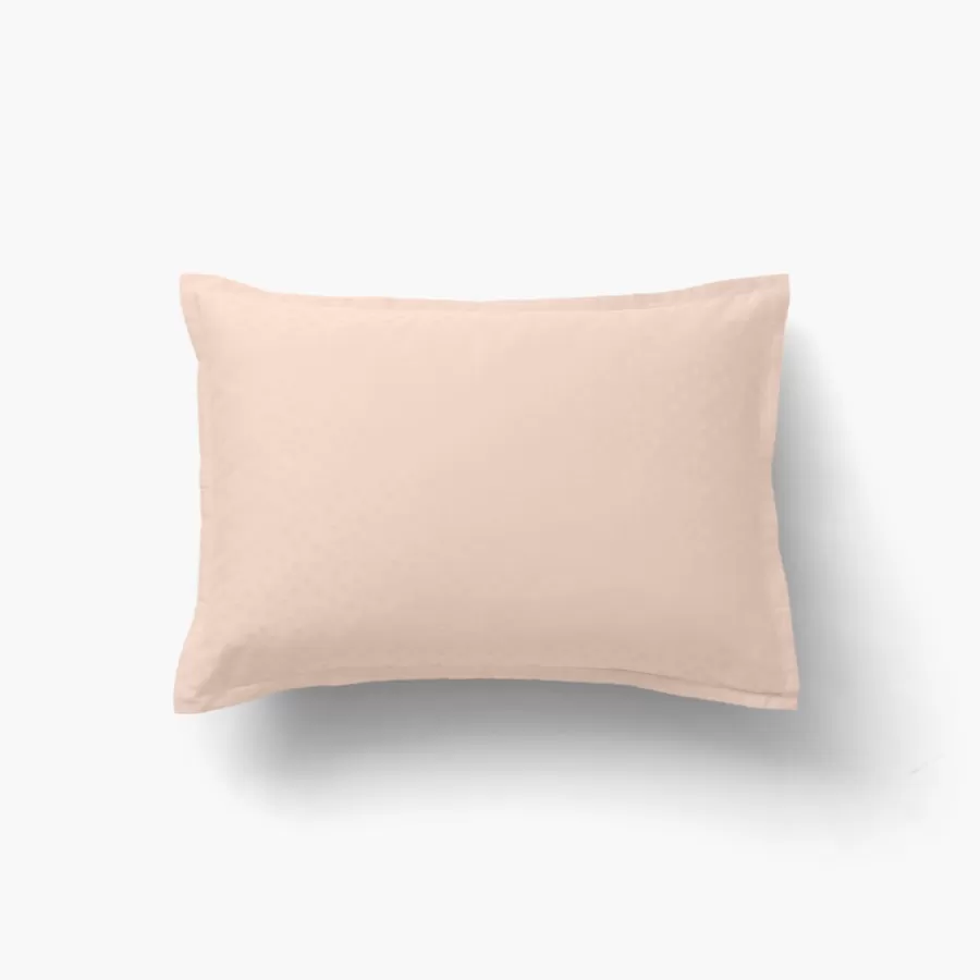Carré Blanc Taies D’oreiller | Taie d'oreiller rectangulaire satin de coton jacquard pois et rayures Prestige nacre