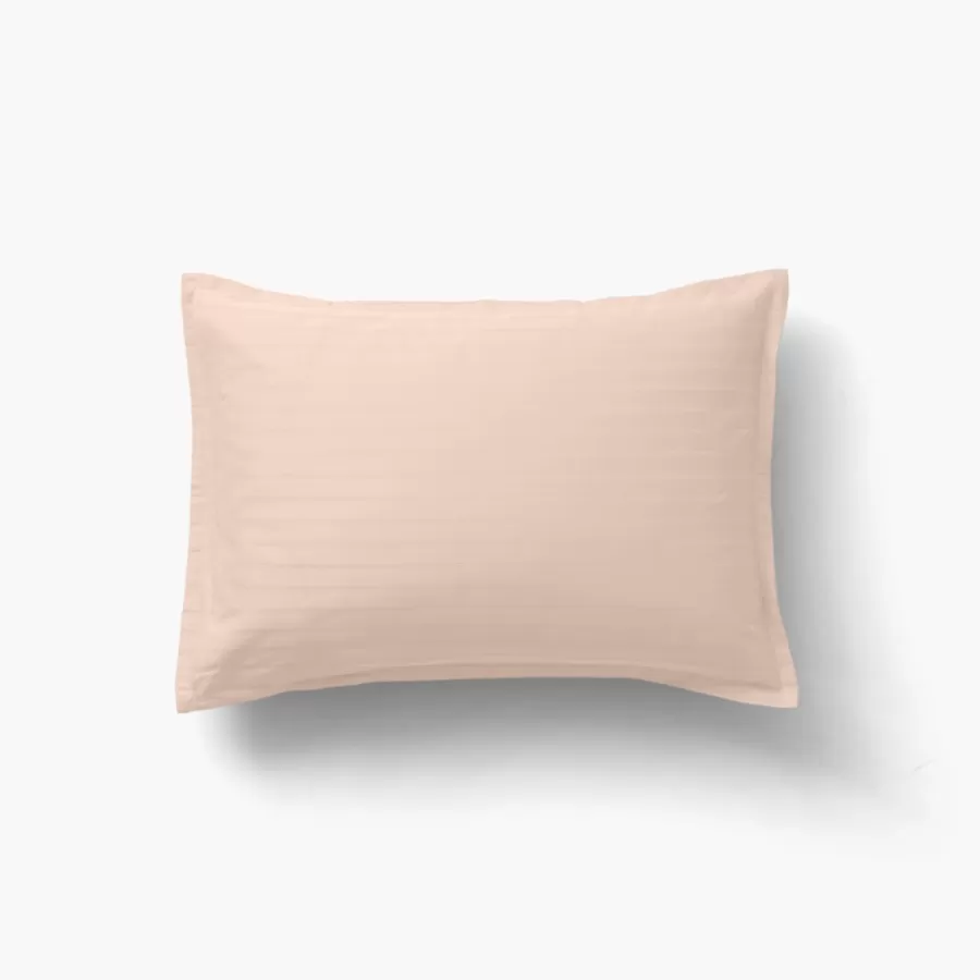 Carré Blanc Taies D’oreiller | Taie d'oreiller rectangulaire satin de coton jacquard pois et rayures Prestige nacre