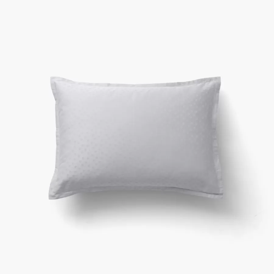 Carré Blanc Taies D’oreiller | Taie d'oreiller rectangulaire satin de coton jacquard pois et rayures Prestige tourterelle
