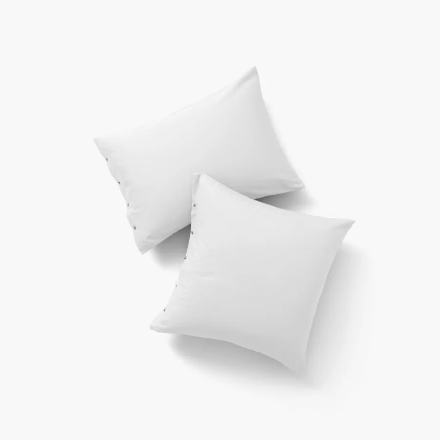 Carré Blanc Taies D’oreiller | Taie d'oreiller rectangulaire satin de coton lavé bio Quartz blanc