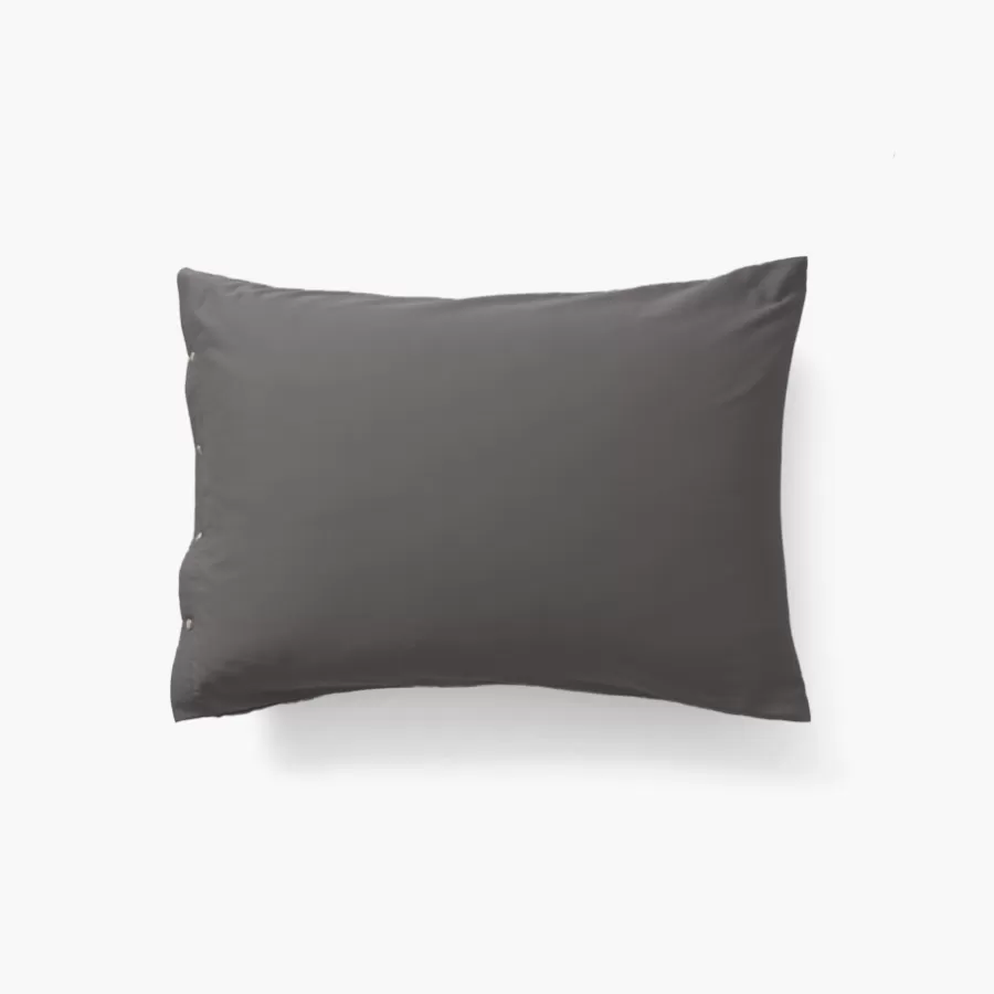 Carré Blanc Taies D’oreiller | Taie d'oreiller rectangulaire satin de coton lavé bio Quartz galet