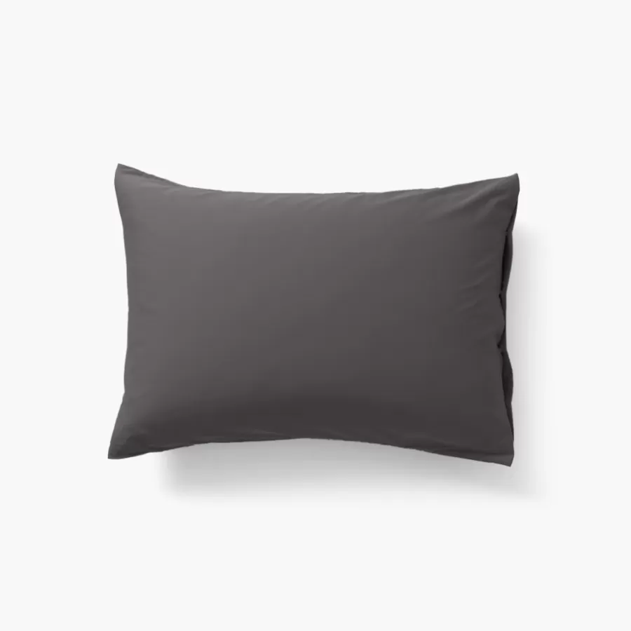 Carré Blanc Taies D’oreiller | Taie d'oreiller rectangulaire satin de coton lavé bio Quartz galet