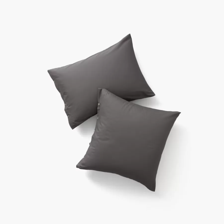 Carré Blanc Taies D’oreiller | Taie d'oreiller rectangulaire satin de coton lavé bio Quartz galet