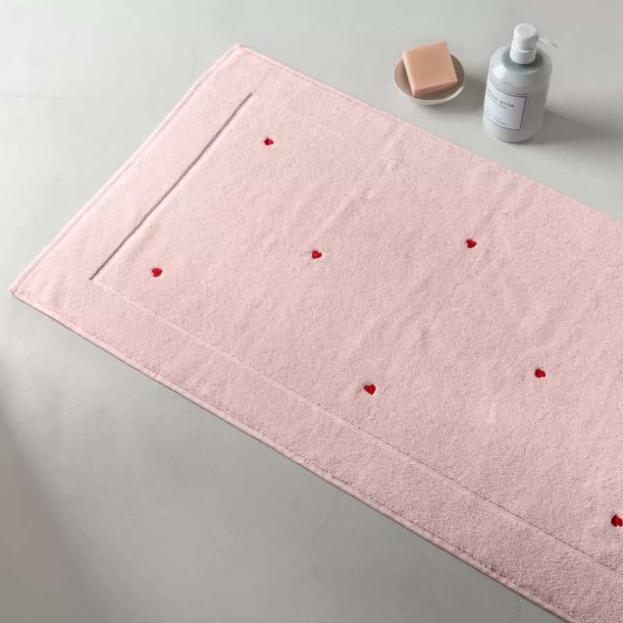 Carré Blanc Tapis De Bain | Tapis de bain coton Adore dragée