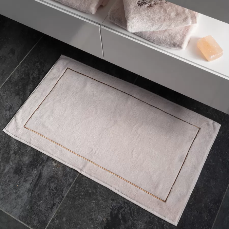Carré Blanc Coffrets Cadeaux | Tapis De Bain | Tapis de bain coton et viscose de bambou Aura nude