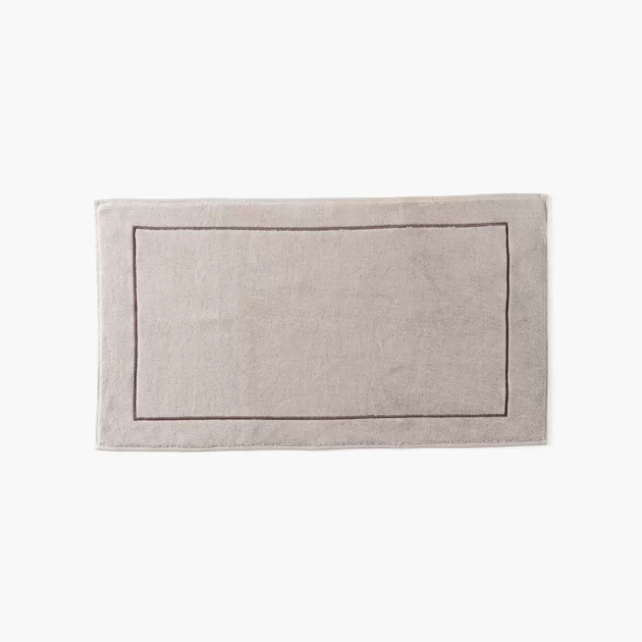 Carré Blanc Tapis De Bain | Tapis de bain coton et viscose de bambou Aura taupe