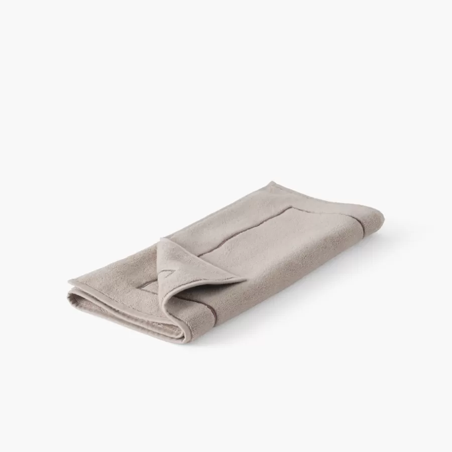 Carré Blanc Tapis De Bain | Tapis de bain coton et viscose de bambou Aura taupe