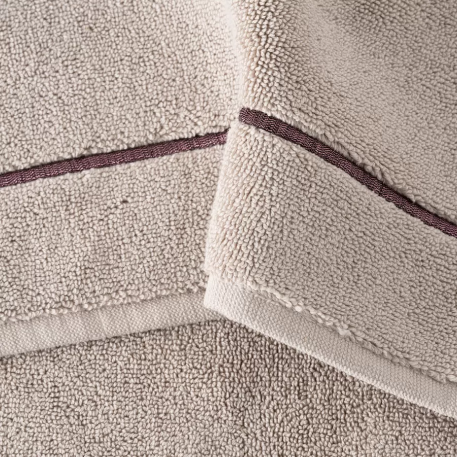 Carré Blanc Tapis De Bain | Tapis de bain coton et viscose de bambou Aura taupe