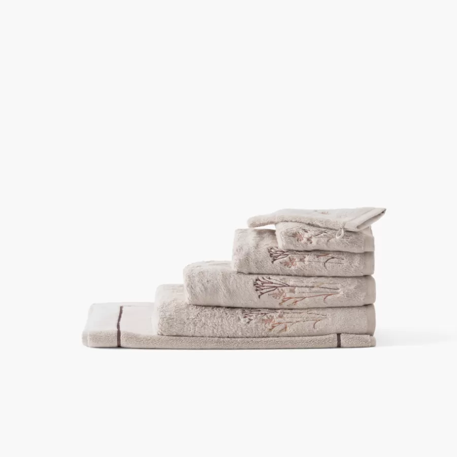 Carré Blanc Tapis De Bain | Tapis de bain coton et viscose de bambou Aura taupe