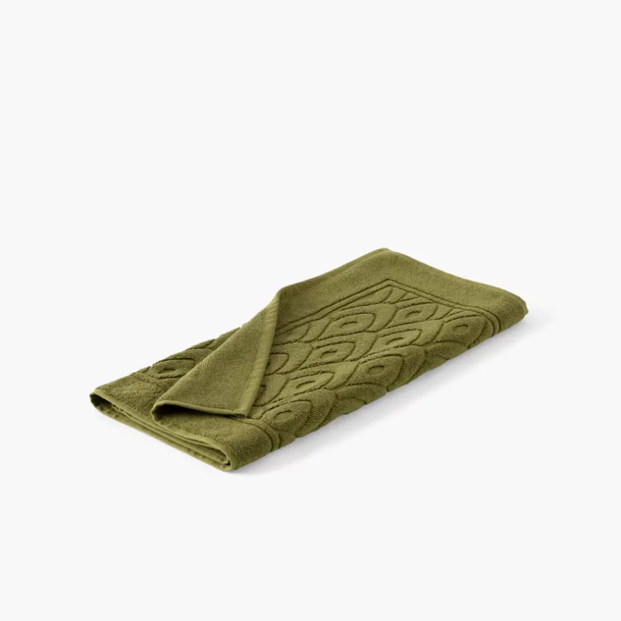 Carré Blanc Tapis De Bain | Tapis de bain coton et viscose de bambou Silvalys vert mousse