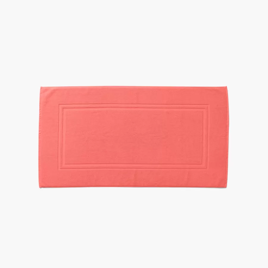 Carré Blanc Tapis De Bain | Tapis de bain coton Lola II corail