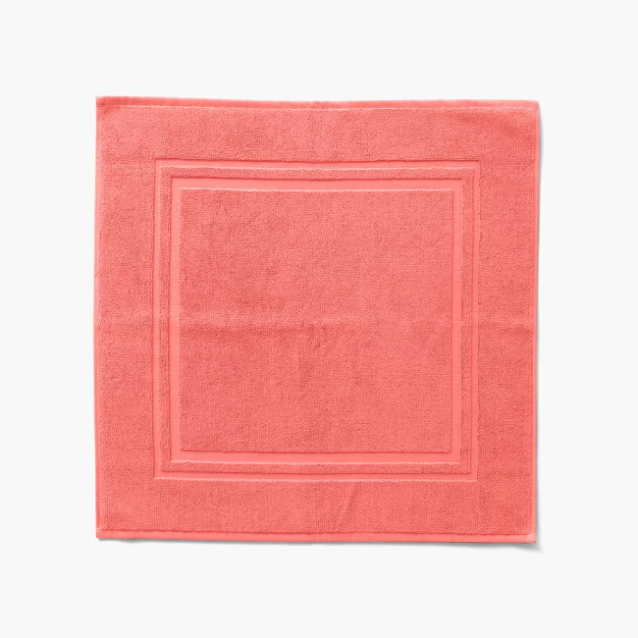 Carré Blanc Tapis De Bain | Tapis de bain coton Lola II corail