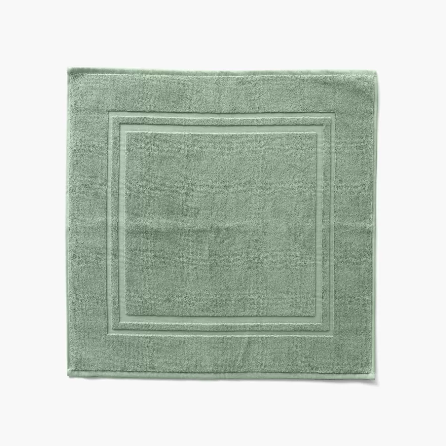 Carré Blanc Tapis De Bain | Tapis de bain coton Lola II sauge