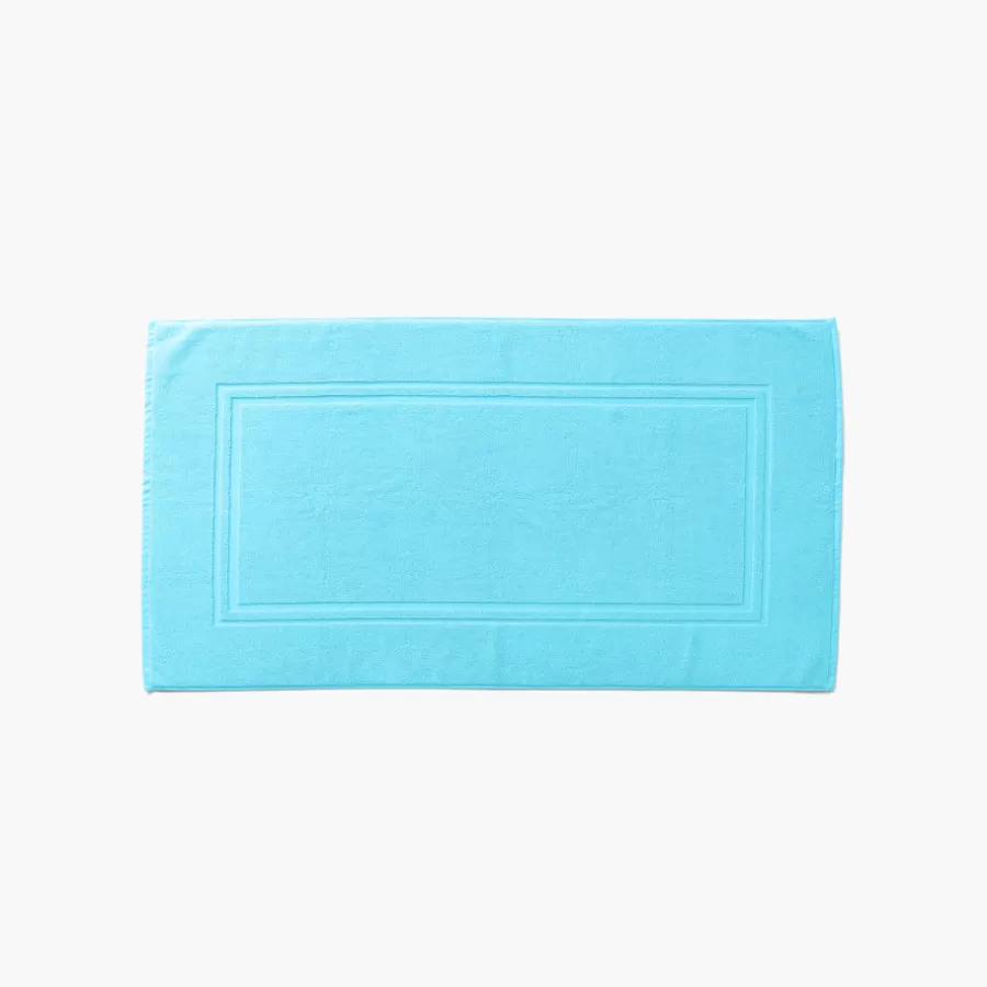 Carré Blanc Tapis De Bain | Tapis de bain coton Lola II turquoise