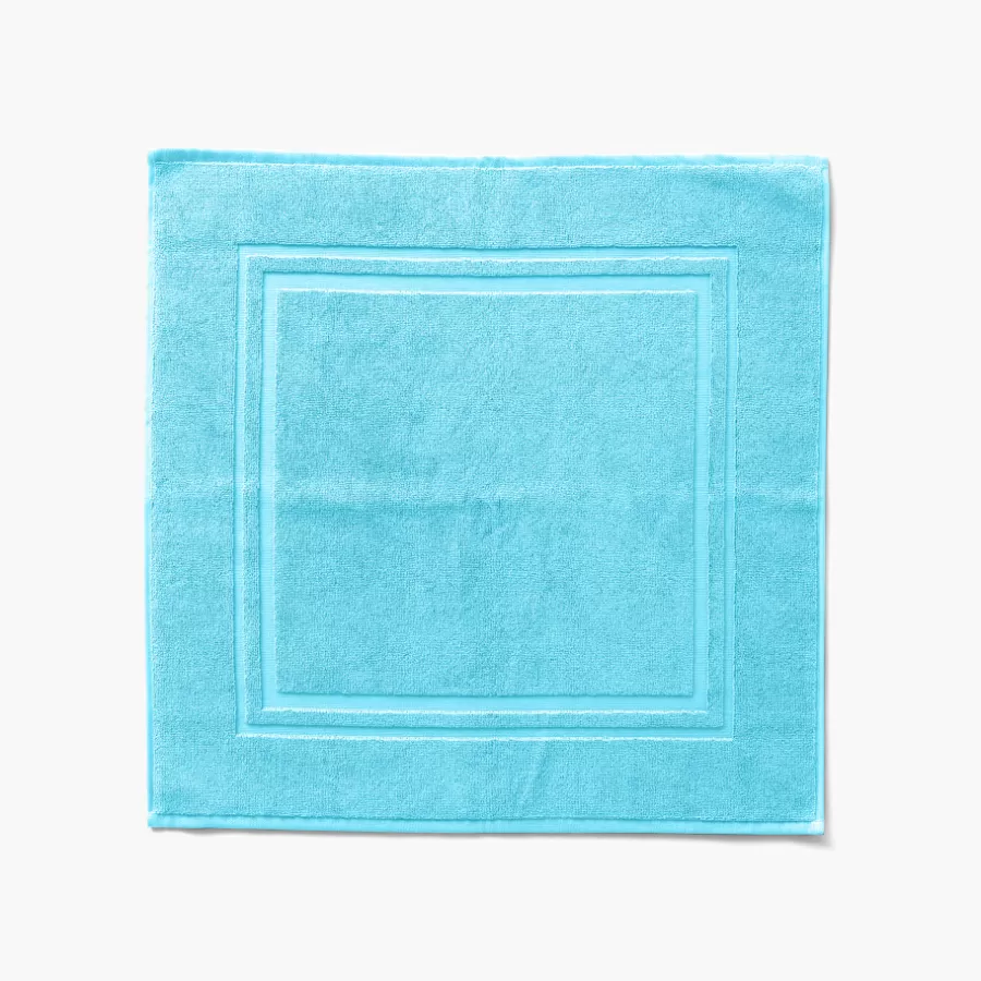 Carré Blanc Tapis De Bain | Tapis de bain coton Lola II turquoise