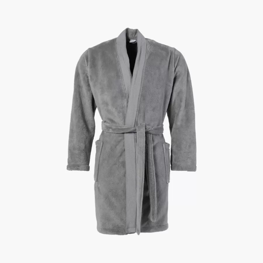 Carré Blanc Coffrets Cadeaux | Robe De Chambre Homme | Veste homme polaire col kimono Grizzli gris